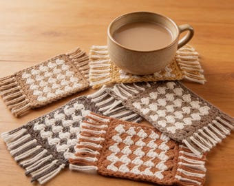 Schema facile per sottobicchiere all'uncinetto, set di sottobicchieri in cotone pettinato, schema PDF (download immediato)