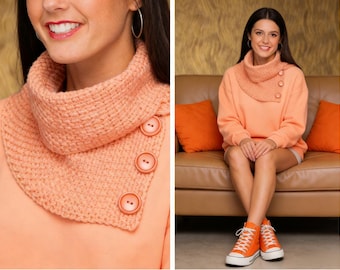 Easy Crochet Cowl Pattern, Convertible Button Design (PDF Pattern)