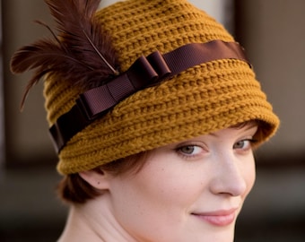 Feathered Cloche Hat Crochet Pattern | Easy PDF Tutorial for Beginners