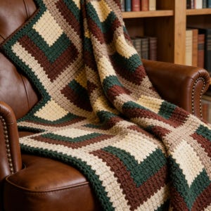 Cascading Quilt Blocks Throw, Crochet Pattern PDF, Moderately Challenging, Patchwork Afghan, Instant Download