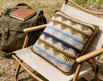 Cuscino a strisce appuntite, modello all'uncinetto in PDF, fodera per cuscino testurizzata, livello facile, download immediato
