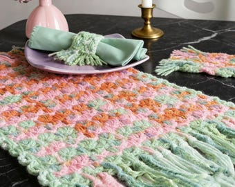 Schema all'uncinetto per set da pranzo a quadri, adatto ai principianti (schema PDF)