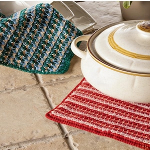 Highmere Tunisian Dishcloth and Pot Holder Crochet Pattern PDF, Intermediate Level