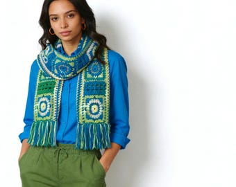 Granny Square Crochet Scarf Pattern | Easy Beginner Scarf | PDF Download
