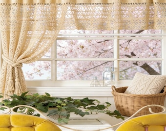 Tende da caffè e mantovane all'uncinetto / Livello intermedio / Decorazioni per finestre / Download immediato del PDF