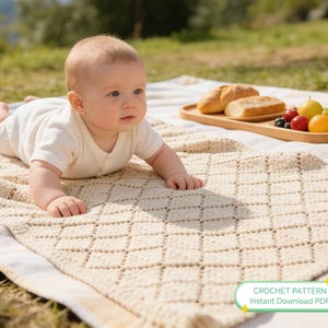 Textured Crochet Blanket Pattern – Modern Afghan Throw (Instant Download PDF)