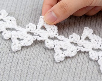 Ghirlanda di fiori di neve all'uncinetto / Principiante sicuro / Decorazione festiva / Lunghezza 18 piedi