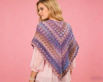 Scialle Picot Boo, modello all'uncinetto in PDF, tutorial facile per realizzare uno scialle, scialle testurizzato, download immediato