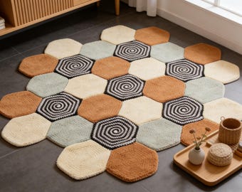 Spiral Rug Crochet Pattern PDF – Easy Round Floor Rug for Home Decor, Instant Download