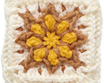Sunny Granny Square Coaster Crochet Pattern | Easy PDF Download