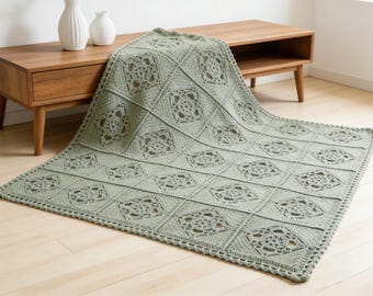 Coperta Ogle House, modello all'uncinetto in PDF, coperta intermedia, coperta con motivo, download immediato