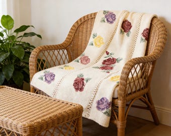 Rose Garden Afghan, Crochet Pattern, Easy PDF, Instant Download