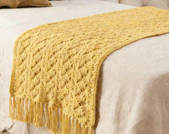 Patrón de crochet para bufanda de cama con encaje de cobre (PDF): Bufanda brillante fácil (descarga instantánea)