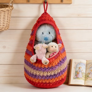 Beanpod Hanging Toy Basket, Crochet Pattern PDF, Easy Storage Basket, Nursery Decor, Instant Download