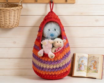 Beanpod Hanging Toy Basket, Crochet Pattern PDF, Easy Storage Basket, Nursery Decor, Instant Download