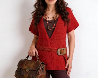 Crochet Top Pattern PDF, Modern Vertical Stitch Design, DK Weight Garment (Instant Download)