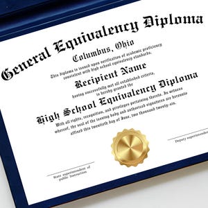 GED Diploma Template Gold Seal, Diploma Maker Online Style, Editable Printable Certificate, Instant Download