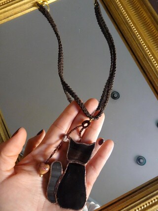 YAFEINI Collana Con Ciondolo Gatto Nero In Argento 925, Con Zirconi E Pietra Portafortuna, Catena Regolabile 45,7+5,1 Cm, Regalo Per Donna