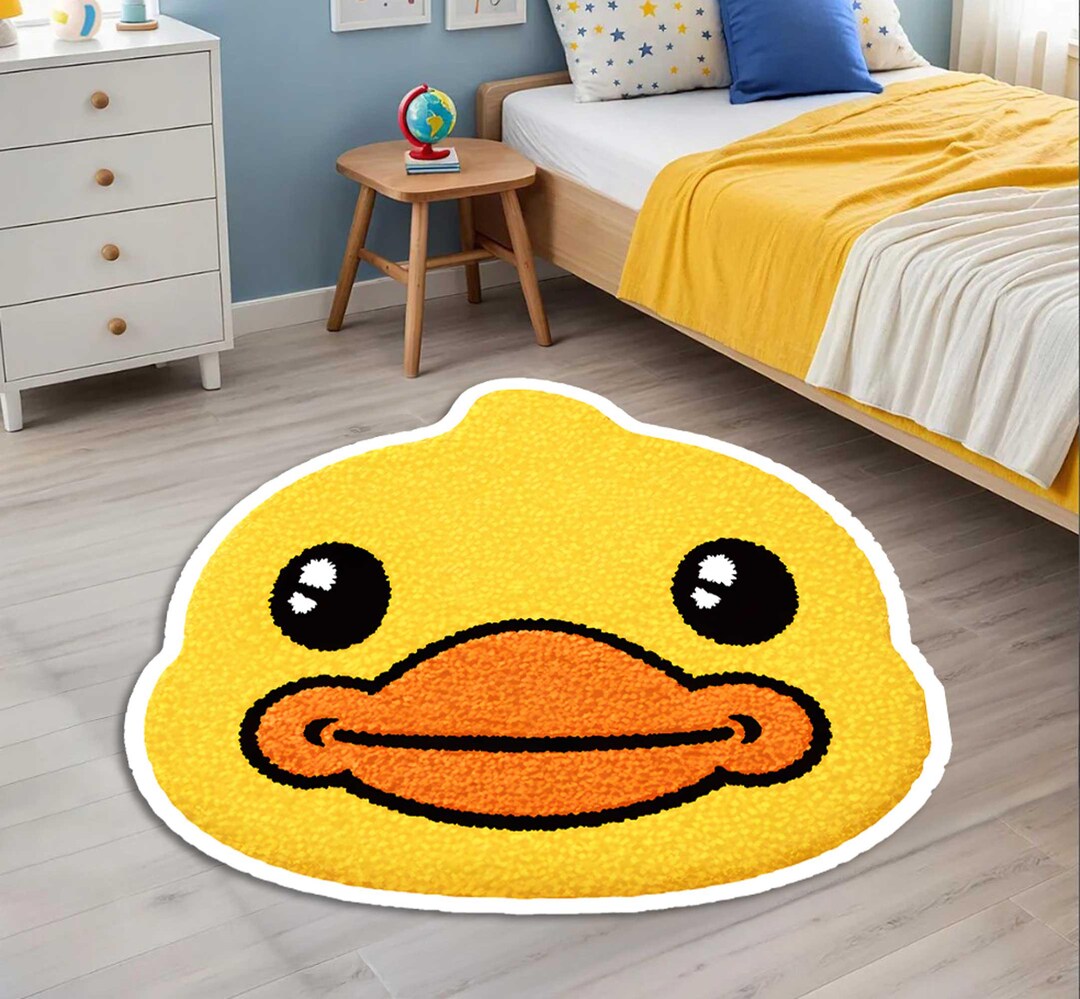 Cute Duck Kids Rug, Cartoon Duck Baby Room Rug, Animal Shaped Area Rug ...