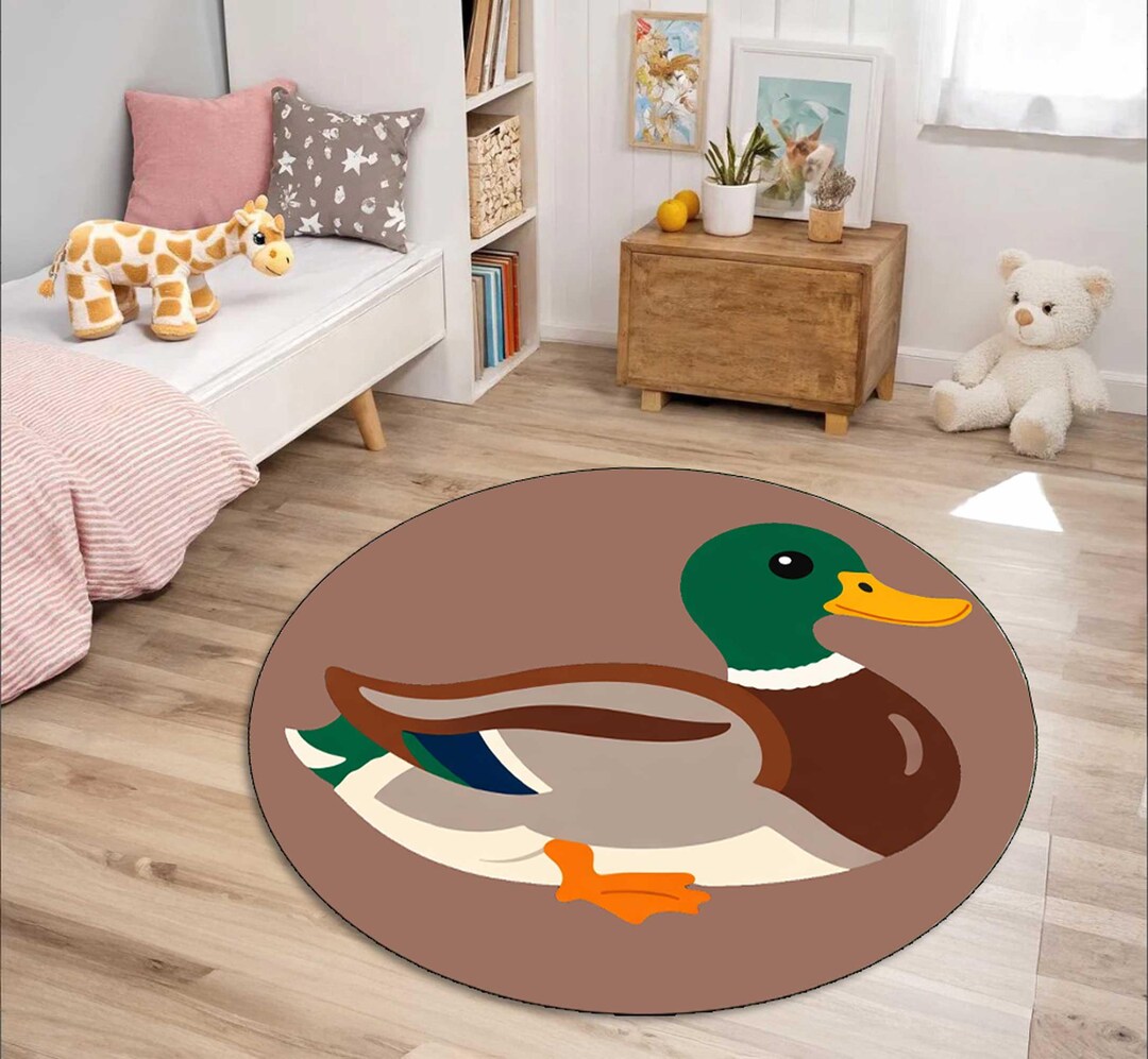 Cute Duck Kids Rug, Cartoon Duck Baby Room Rug, Animal Shaped Area Rug ...