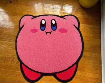 Kirby rug,Kirby,Girl Room Decor,Pink Room Decor,cute kirby rug,Kids Room Decor, Kirby Decor,Video Game Rug,Kids Gift,Kirby CD,custom rug