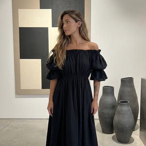 Black Milkmaid Maxi Dress - Etsy