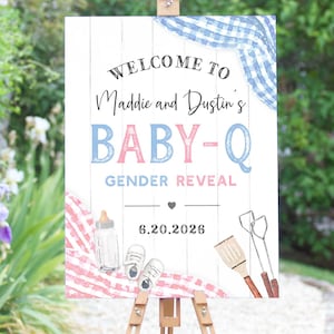 Gender Reveal Welcome Sign, Gender Reveal Baby-Q Sign, BBQ Gender Reveal Sign, Boy or Girl Reveal Poster, Baby BBQ, Printable Sign BQGR