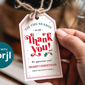Christmas Thank You Gift Tags: Editable Holiday PDF
