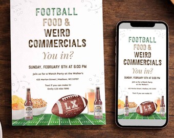 Football Watch Party Invitation, Editable Big Game Invite, Super Sunday Bowl Game (Digital)