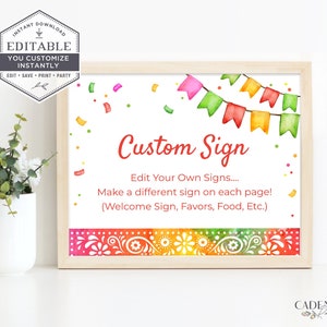 Fiesta Party Welcome Sign, First Birthday Fiesta Sign, Taco Birthday Party Sign, 1st Birthday Fiesta Sign, DIY Signs, EDITABLE, Corjl A24