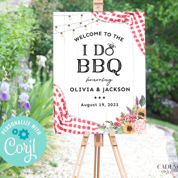 I Do BBQ Welcome Sign, I Do BBQ Shower Entrance Sign, Welcome Poster, BBQ Reception Sign, Couples Shower bbq, Coed, Printable, Corjl, Q2
