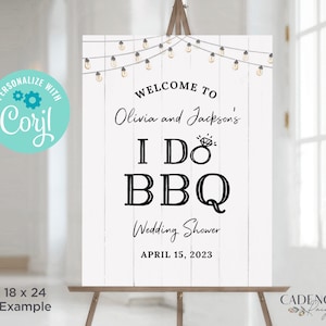 I Do BBQ Welcome Sign, Rustic BBQ Rehearsal Dinner Sign, Bbq Welcome Poster, Couples Shower BBQ Sign, Coed bbq Shower Sign, Printable, WQ2