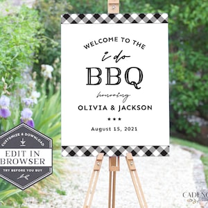 I Do BBQ Welcome Sign, I Do BBQ Reception Sign, Bbq Welcome Poster, Couples Shower BBQ Sign, Coed bbq Shower Sign, Printable, Corjl, Q2BK