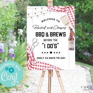 I Do BBQ and Brews Welcome Sign, BBQ and Brews Couple's Shower Sign, BBQ Welcome Poster, I Do Brews, Coed bbq Shower, Printable Corjl,