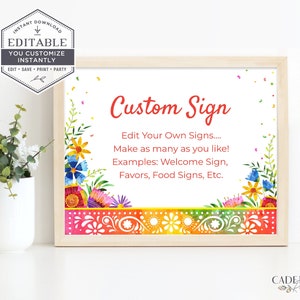 Fiesta Party Signs, Fiesta Florals, 1st Birthday Fiesta Sign, Taco Birthday Party Sign, Fiesta Shower Sign, DIY Signs, EDITABLE, Corjl A24