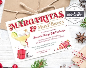 Favorite Things Party Invite, Fun Gift Exchange Invite, Christmas Fiesta, Christmas Brunch Invite, Margarita Night, Printable Corjl MM