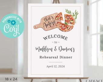 Pizza Welcome Sign, Italian Rehearsal Dinner Welcome Sign, Pizza Shower Welcome Poster, Italian Themed Bridal Sign, Printable Sign, Corjl