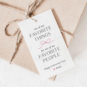 Mother&#39;s Day Gift Tags, Favorite Things Tag with bow, Galentines Day Gift Tag, Printable Gift Tags for Favorite Things, coquette bow design