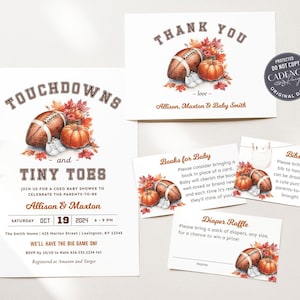 Touchdown and Tiny Toes Football Baby Shower Invitation Set, Tailgate Baby Shower Invite, Coed Baby Shower Baby Sprinkle Printable Digital
