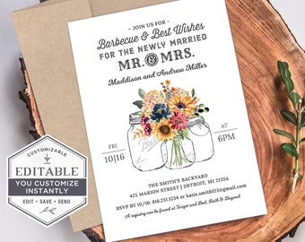 BBQ Wedding Reception, I Do BBQ Invite, BBQ Couples Shower, Fall bbq, Outdoor Wedding invite, Wedding Reception, Printable, Corjl, F20