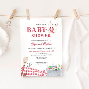 Backyard Baby Shower Invitation, Baby-Q Shower Invitation, Coed Baby Shower, Baby Shower Cookout, Grill, Gender Neutral, Printable, DIY BQR