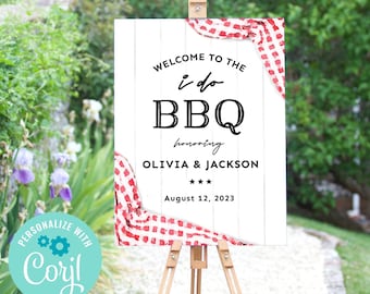 I Do BBQ Welcome Sign, I Do BBQ Reception Welcome Sign, Bbq Welcome Poster, Couples Shower BBQ Sign, Coed bbq Shower, Printable, Corjl, Q2