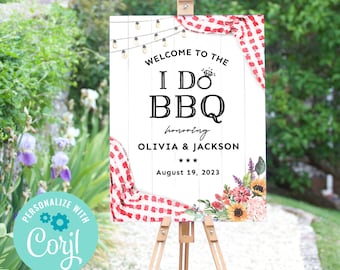 I Do BBQ Welcome Sign, I Do BBQ Shower Entrance Sign, Welcome Poster, BBQ Reception Sign, Couples Shower bbq, Coed, Printable, Corjl, Q2