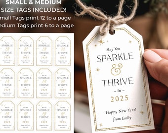 Happy New Year Gift Tag 2025, Printable New Years Tag, Editable New Years Eve Tag for bottle, Cheers to, Customizable NYE Tag, DIY EDITABLE