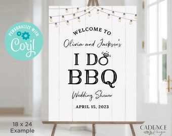 I Do BBQ Welcome Sign, Rustic BBQ Rehearsal Dinner Sign, Bbq Welcome Poster, Couples Shower BBQ Sign, Coed bbq Shower Sign, Printable, WQ2