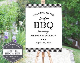 I Do BBQ Welcome Sign, I Do BBQ Reception Sign, Bbq Welcome Poster, Couples Shower BBQ Sign, Coed bbq Shower Sign, Printable, Corjl, Q2BK