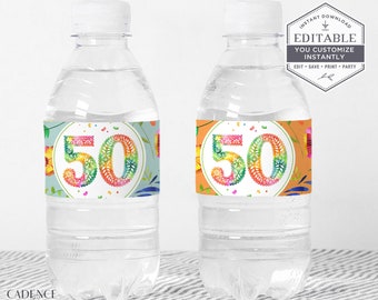 Free printable 50th birthday water bottle labels