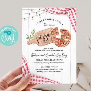 Pizza Rehearsal Dinner Invitation, Casual Rehearsal Dinner Invitation, Fun Rehearsal Dinner Invitation, Pizza & Love Invite, Printable, P3