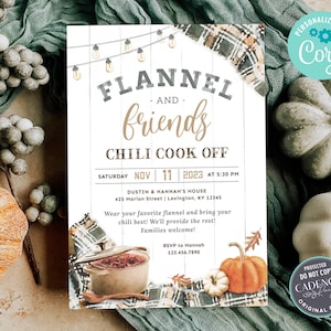 Fall Chili Cook Off Invitation, Chili Party, Friendsgiving Invitation, Fun Chili Cook Off Invite, Fall Potluck Party, Printable Corjl FGP