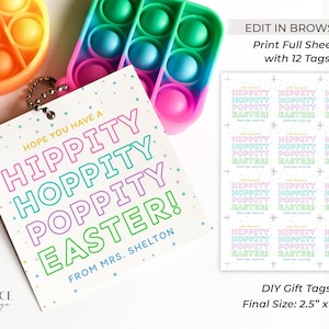 Etiquettes de Pâques imprimables pour enfants, étiquettes-cadeaux de Pâques pour cartes jouets Poppin Fidget, étiquette de jouet Joyeuses Pâques, personnalisation, bricolage, MODIFICATION